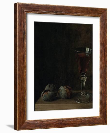 A Glass of Wine with Walnuts on a Table-Balthasar Denner-Framed Giclee Print