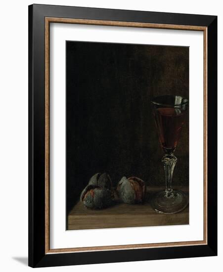 A Glass of Wine with Walnuts on a Table-Balthasar Denner-Framed Giclee Print