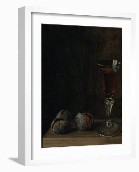 A Glass of Wine with Walnuts on a Table-Balthasar Denner-Framed Giclee Print