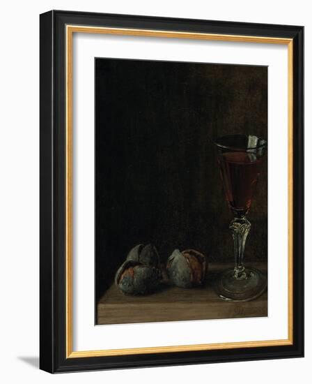 A Glass of Wine with Walnuts on a Table-Balthasar Denner-Framed Giclee Print