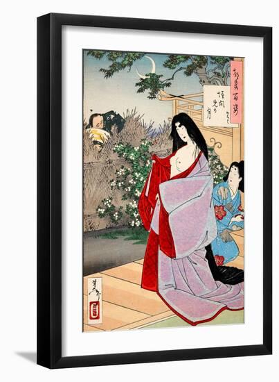 A Glimpse of the Moon - Kaoyo, One Hundred Aspects of the Moon-Yoshitoshi Tsukioka-Framed Giclee Print