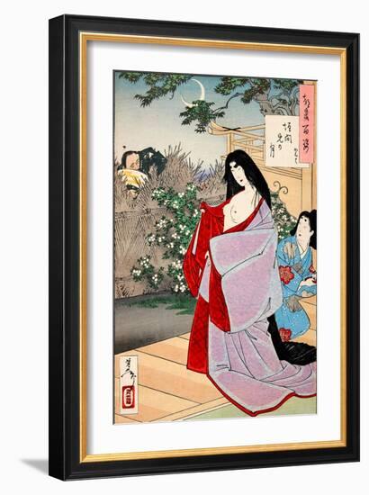 A Glimpse of the Moon - Kaoyo, One Hundred Aspects of the Moon-Yoshitoshi Tsukioka-Framed Giclee Print