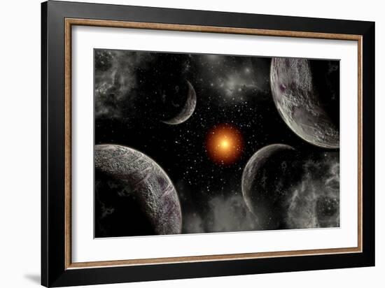 A Globular Star Cluster with a Red Giant Star and its Planetary System-null-Framed Premium Giclee Print