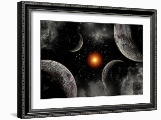 A Globular Star Cluster with a Red Giant Star and its Planetary System-null-Framed Premium Giclee Print