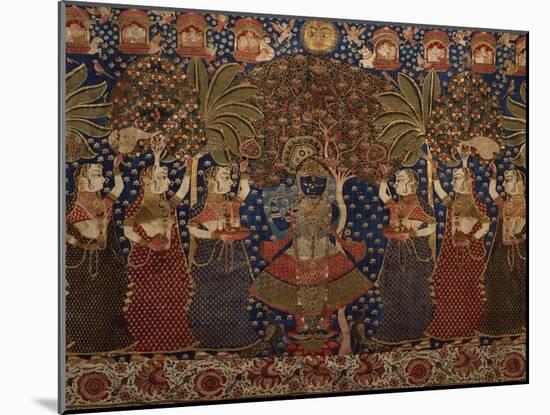 A Gold Chintz Pichhavai of Krishna-null-Mounted Giclee Print