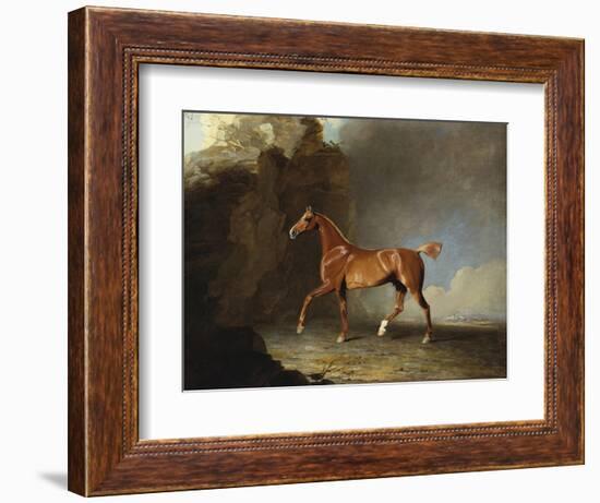 A Golden Chestnut Racehorse by a Rock Formation, 1800-Benjamin Marshall-Framed Giclee Print