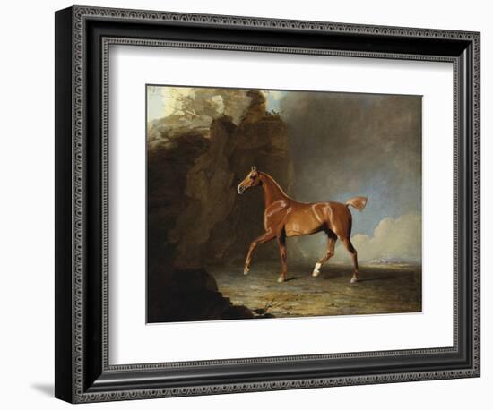 A Golden Chestnut Racehorse by a Rock Formation, 1800-Benjamin Marshall-Framed Giclee Print