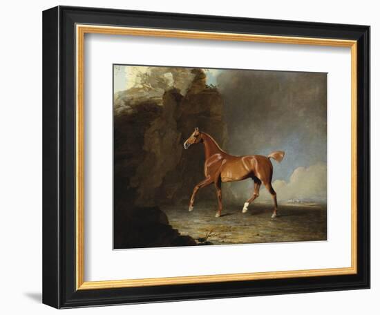 A Golden Chestnut Racehorse by a Rock Formation, 1800-Benjamin Marshall-Framed Giclee Print
