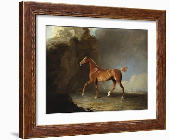 A Golden Chestnut Racehorse by a Rock Formation, 1800-Benjamin Marshall-Framed Giclee Print