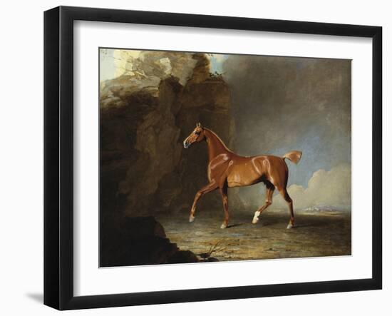 A Golden Chestnut Racehorse by a Rock Formation, 1800-Benjamin Marshall-Framed Giclee Print