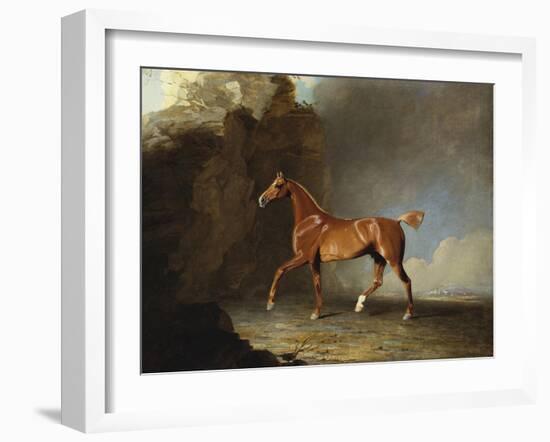 A Golden Chestnut Racehorse by a Rock Formation, 1800-Benjamin Marshall-Framed Giclee Print