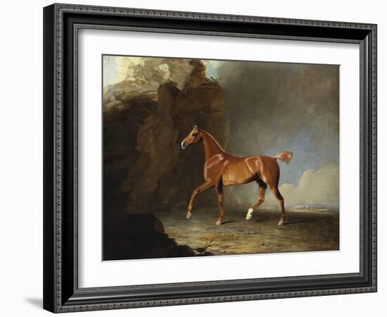 A Golden Chestnut Racehorse by a Rock Formation, 1800-Benjamin Marshall-Framed Giclee Print