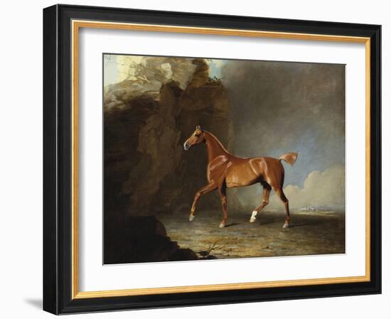 A Golden Chestnut Racehorse by a Rock Formation, 1800-Benjamin Marshall-Framed Giclee Print