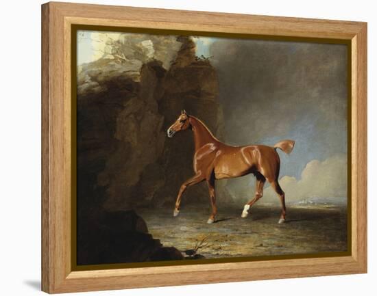 A Golden Chestnut Racehorse by a Rock Formation, 1800-Benjamin Marshall-Framed Premier Image Canvas