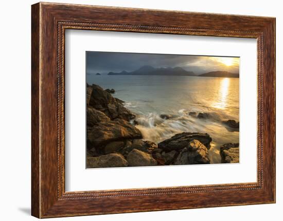 A Golden Sunset on Praia Da Almada in Ubatuba, Sao Paulo State, Brazil-Alex Saberi-Framed Photographic Print