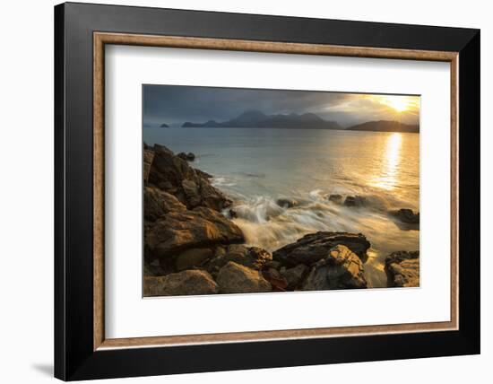 A Golden Sunset on Praia Da Almada in Ubatuba, Sao Paulo State, Brazil-Alex Saberi-Framed Photographic Print