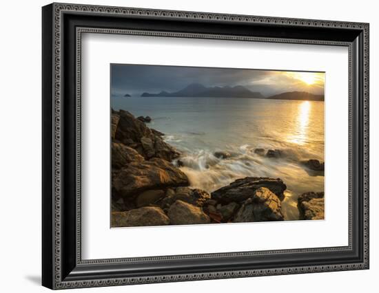 A Golden Sunset on Praia Da Almada in Ubatuba, Sao Paulo State, Brazil-Alex Saberi-Framed Photographic Print