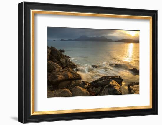 A Golden Sunset on Praia Da Almada in Ubatuba, Sao Paulo State, Brazil-Alex Saberi-Framed Photographic Print