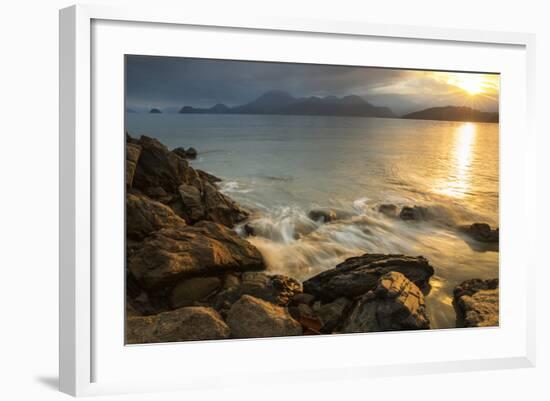 A Golden Sunset on Praia Da Almada in Ubatuba, Sao Paulo State, Brazil-Alex Saberi-Framed Photographic Print