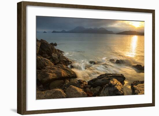 A Golden Sunset on Praia Da Almada in Ubatuba, Sao Paulo State, Brazil-Alex Saberi-Framed Photographic Print