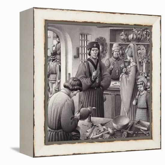 A Goldsmith's Shop in 15th Century Italy-Pat Nicolle-Framed Premier Image Canvas