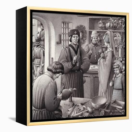 A Goldsmith's Shop in 15th Century Italy-Pat Nicolle-Framed Premier Image Canvas