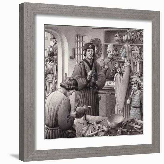 A Goldsmith's Shop in 15th Century Italy-Pat Nicolle-Framed Giclee Print