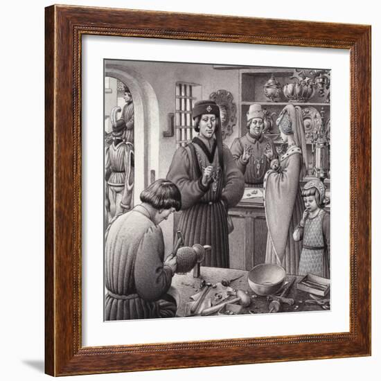 A Goldsmith's Shop in 15th Century Italy-Pat Nicolle-Framed Giclee Print