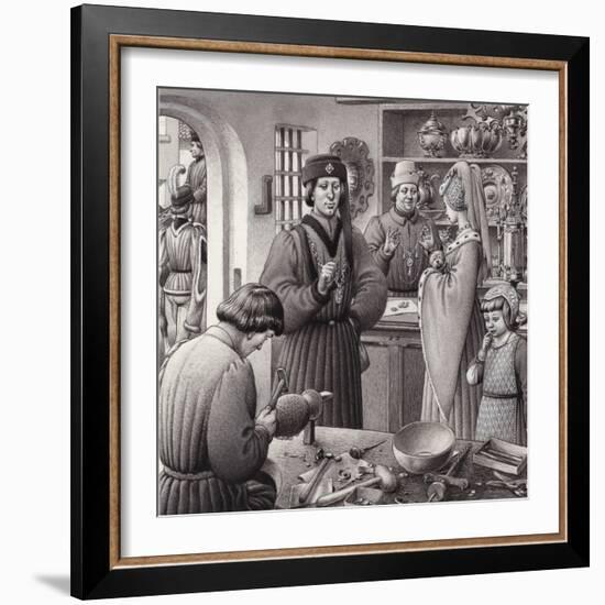 A Goldsmith's Shop in 15th Century Italy-Pat Nicolle-Framed Giclee Print