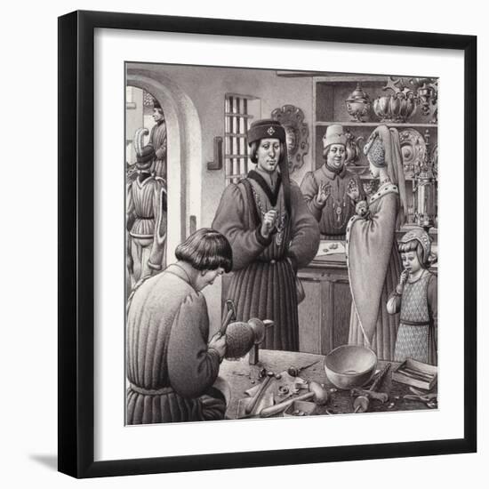 A Goldsmith's Shop in 15th Century Italy-Pat Nicolle-Framed Giclee Print