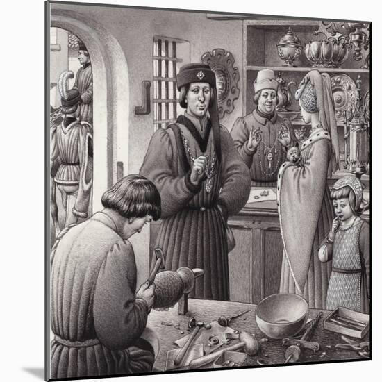 A Goldsmith's Shop in 15th Century Italy-Pat Nicolle-Mounted Giclee Print