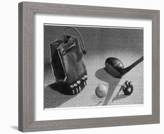 A Golf Ball, Some Tees and a Stout Three-Wood, Presented as an Elegant Golfing Tableau-null-Framed Photographic Print