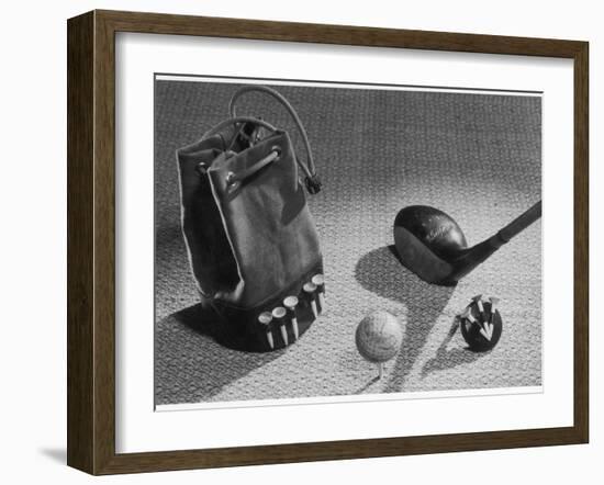 A Golf Ball, Some Tees and a Stout Three-Wood, Presented as an Elegant Golfing Tableau-null-Framed Photographic Print