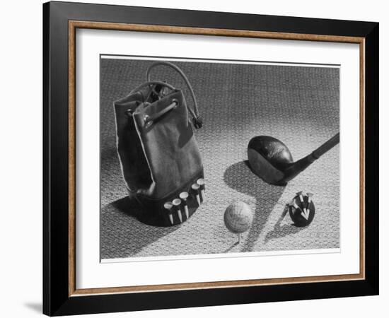 A Golf Ball, Some Tees and a Stout Three-Wood, Presented as an Elegant Golfing Tableau-null-Framed Photographic Print