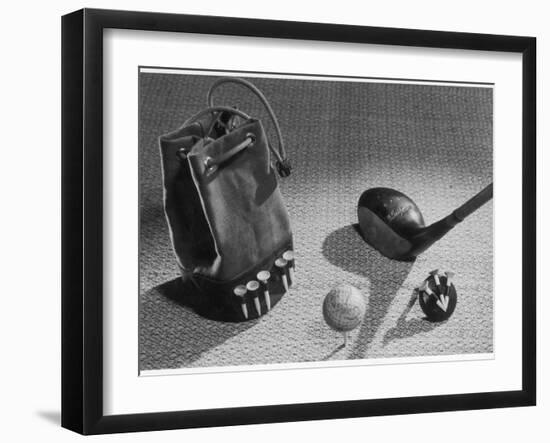 A Golf Ball, Some Tees and a Stout Three-Wood, Presented as an Elegant Golfing Tableau-null-Framed Photographic Print