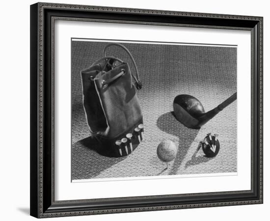 A Golf Ball, Some Tees and a Stout Three-Wood, Presented as an Elegant Golfing Tableau-null-Framed Photographic Print