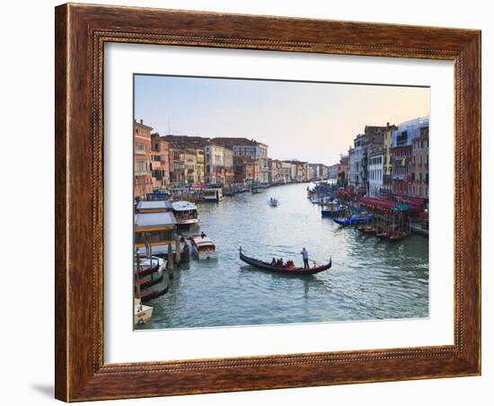 A Gondola Crossing the Grand Canal, Venice, UNESCO World Heritage Site, Veneto, Italy, Europe-Amanda Hall-Framed Photographic Print