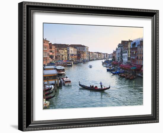 A Gondola Crossing the Grand Canal, Venice, UNESCO World Heritage Site, Veneto, Italy, Europe-Amanda Hall-Framed Photographic Print