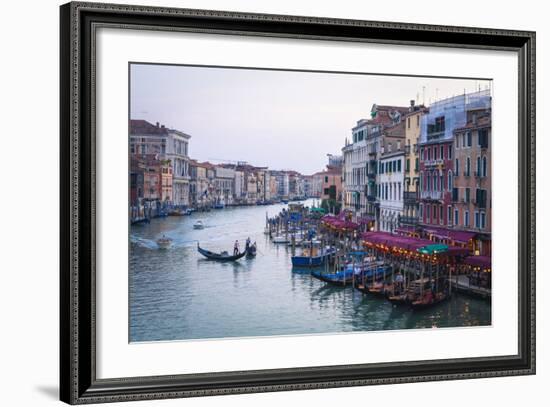 A Gondola Crossing the Grand Canal, Venice, UNESCO World Heritage Site, Veneto, Italy, Europe-Amanda Hall-Framed Photographic Print