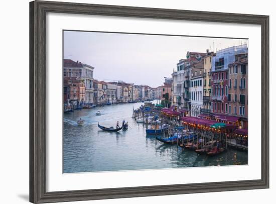 A Gondola Crossing the Grand Canal, Venice, UNESCO World Heritage Site, Veneto, Italy, Europe-Amanda Hall-Framed Photographic Print