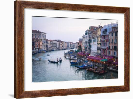 A Gondola Crossing the Grand Canal, Venice, UNESCO World Heritage Site, Veneto, Italy, Europe-Amanda Hall-Framed Photographic Print