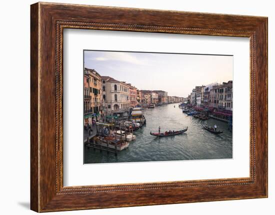 A Gondola Crossing the Grand Canal, Venice, UNESCO World Heritage Site, Veneto, Italy, Europe-Amanda Hall-Framed Photographic Print