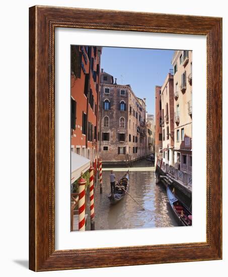 A Gondola on a Canal in Venice, UNESCO World Heritage Site, Veneto, Italy, Europe-null-Framed Photographic Print