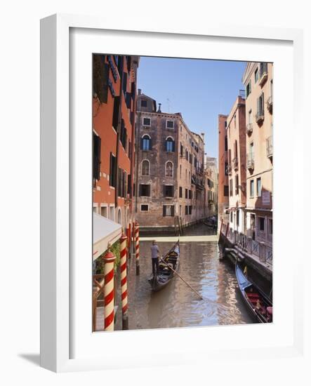 A Gondola on a Canal in Venice, UNESCO World Heritage Site, Veneto, Italy, Europe-null-Framed Photographic Print