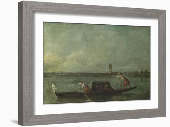 A Gondola on the Lagoon Near Mestre, after 1780-Francesco Guardi-Framed Giclee Print