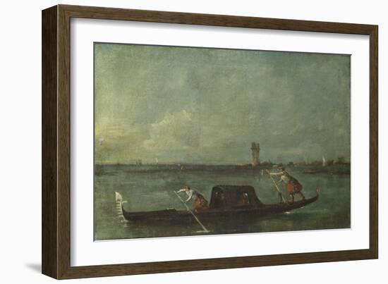 A Gondola on the Lagoon Near Mestre, after 1780-Francesco Guardi-Framed Giclee Print