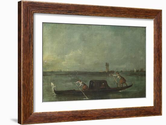 A Gondola on the Lagoon Near Mestre, after 1780-Francesco Guardi-Framed Giclee Print
