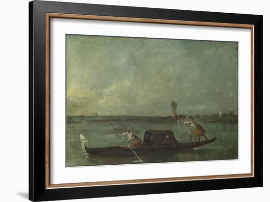 A Gondola on the Lagoon Near Mestre, after 1780-Francesco Guardi-Framed Giclee Print