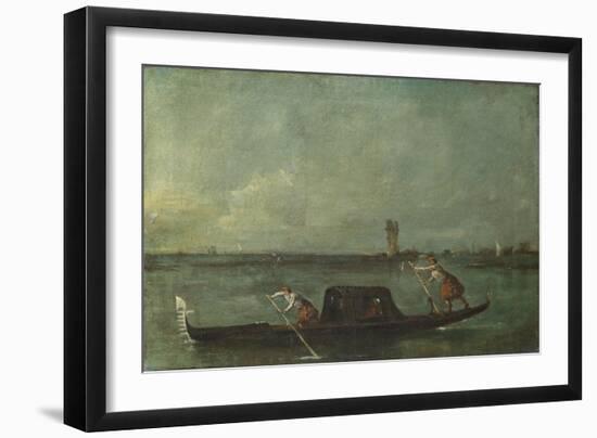 A Gondola on the Lagoon Near Mestre, after 1780-Francesco Guardi-Framed Giclee Print