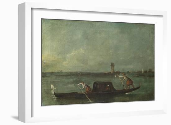 A Gondola on the Lagoon Near Mestre, after 1780-Francesco Guardi-Framed Giclee Print